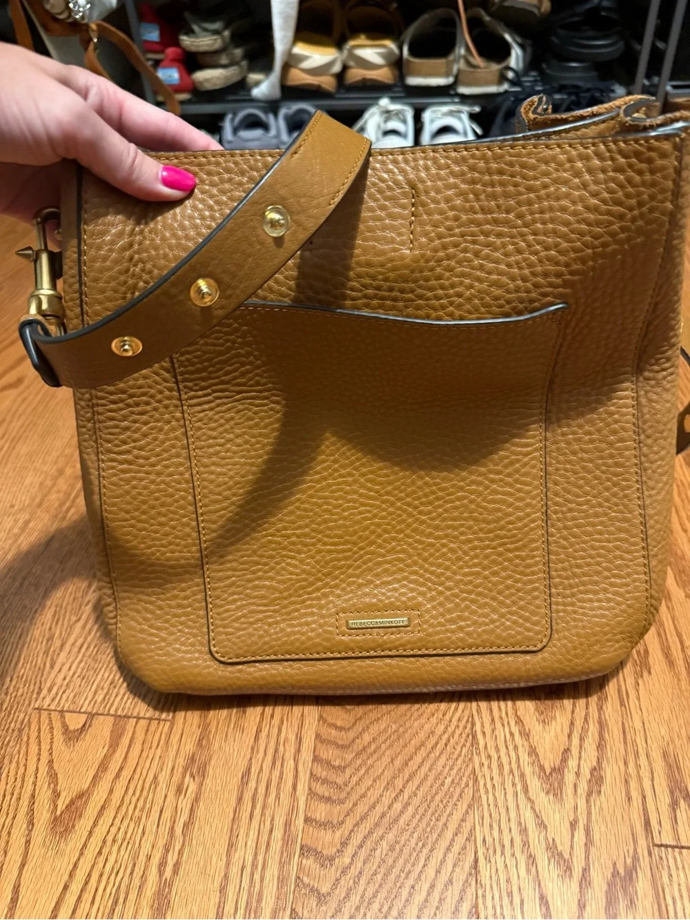 Brown Leather Crossbody Bucket Bag with Turn-Lock